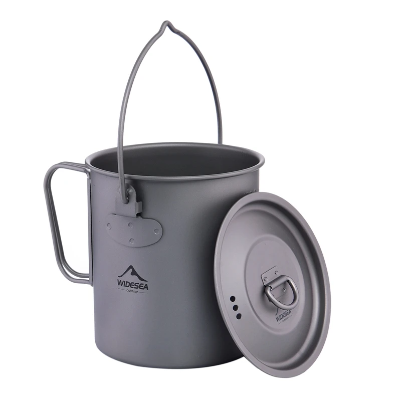 

New-WIDESEA 750Ml Titanium Pot Titanium Water Mug Cup with Lid Foldable Handle Camping Cookware Cooking Pots Picnic Hang Pot