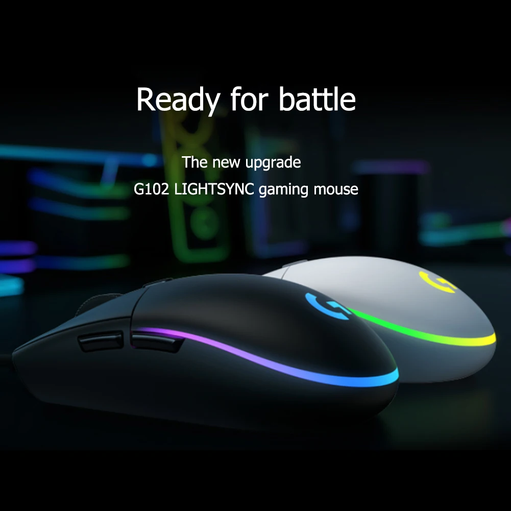 Logitech G102 LIGHTSYNC Gaming Mouse RGB Color Wave 6-Button 8000 DPI Adjustable Wired with GAMING-GRADE Sensor 2.1m Cable | Компьютеры и