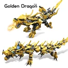 Серии ниндзя Golden Dragon борьба мех создатель дракона 2 в 1 Набор ниндзя фигурки поделки подарок строительных блоков Детские игрушки для детей