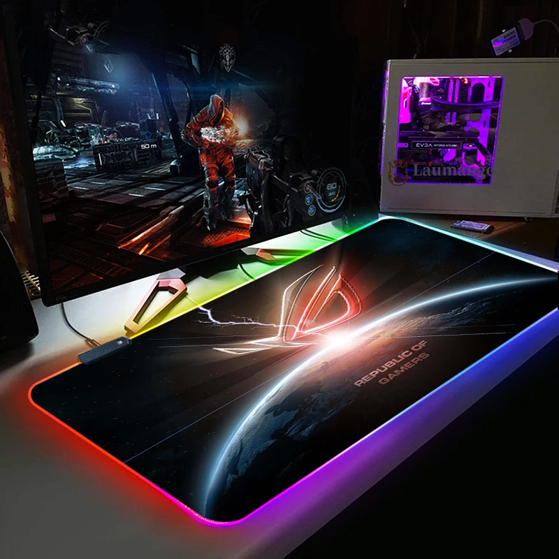 rog asuss rgb gaming mouse pad outer space mousepad large anti slip xl keyboard desk mouse mat for laptop led lighting play mat free global shipping