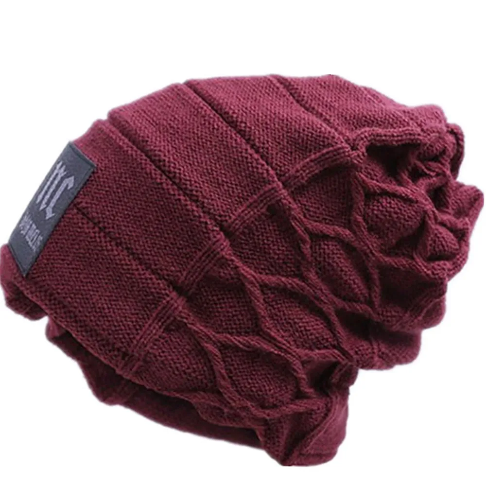 

Hedging Hat for Men Keep Warm NC Knitting Plus Velvet Beanie Cap Winter Solid Color Fashions