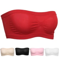 womens sexy strapless crop tube top off shoulder solid color stretchy bandeau seamless casual basic breast wrap no padded bra