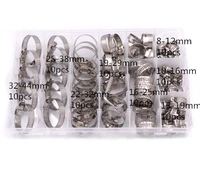 80pcsbox 100pcs multi size 8mm 44mm stainless steel hoop clamp hose clamp stainless steel set automotive pipes clip fixed tool