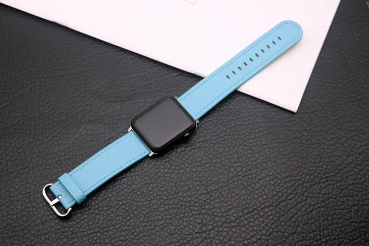 Кожаный ремешок для apple watch 38 мм 42 мм iwatch 4 ремешок 44 мм 40 мм Lychee классический браслет ремешок для apple watch 4 3 2 1