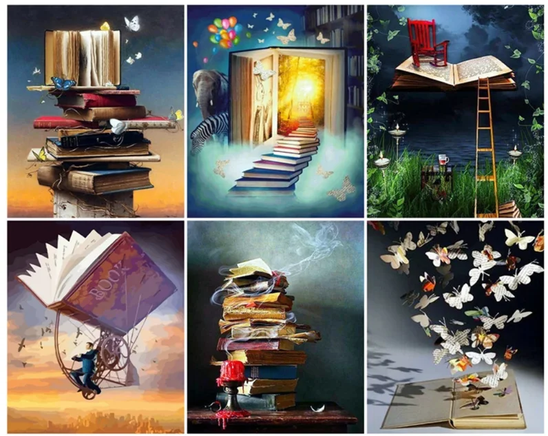 

5D алмазная живопись, книга с бабочками, полная мозаика, алмазная вышивка «сделай сам», пейзаж, искусство, Рождество, домашний декор, подарок