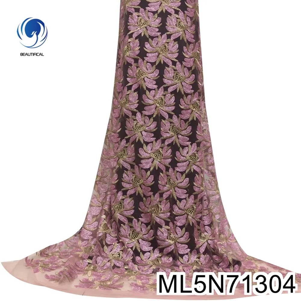 

BEAUTIFICAL african lace fabric 2020 embroidery mesh tulle lace tissu for dress party freng net lace material ML5N713