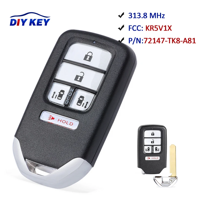 

DIYKEY for Honda Odyssey 2014 2015 2016 2017 Smart Remote Key Fob FCC ID: KR5V1X A2C80084600 313.8MHz 72147-TK8-A81 ID47 Chip
