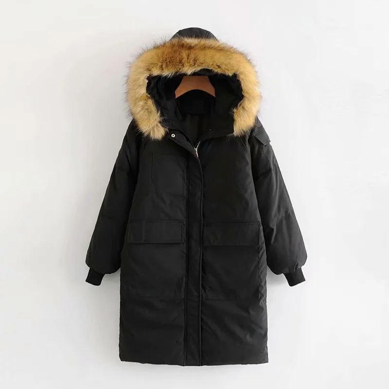 Весеннее Новое Стильное хлопковое пальто с большим меховым воротником AliExpress EBay