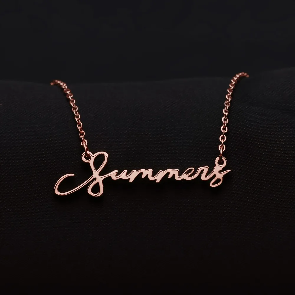 

Personalized Nameplate Word Necklaces Custom Name Necklace Pendants Cursive Handwriting Stainless Steel Chain For Women Necklac