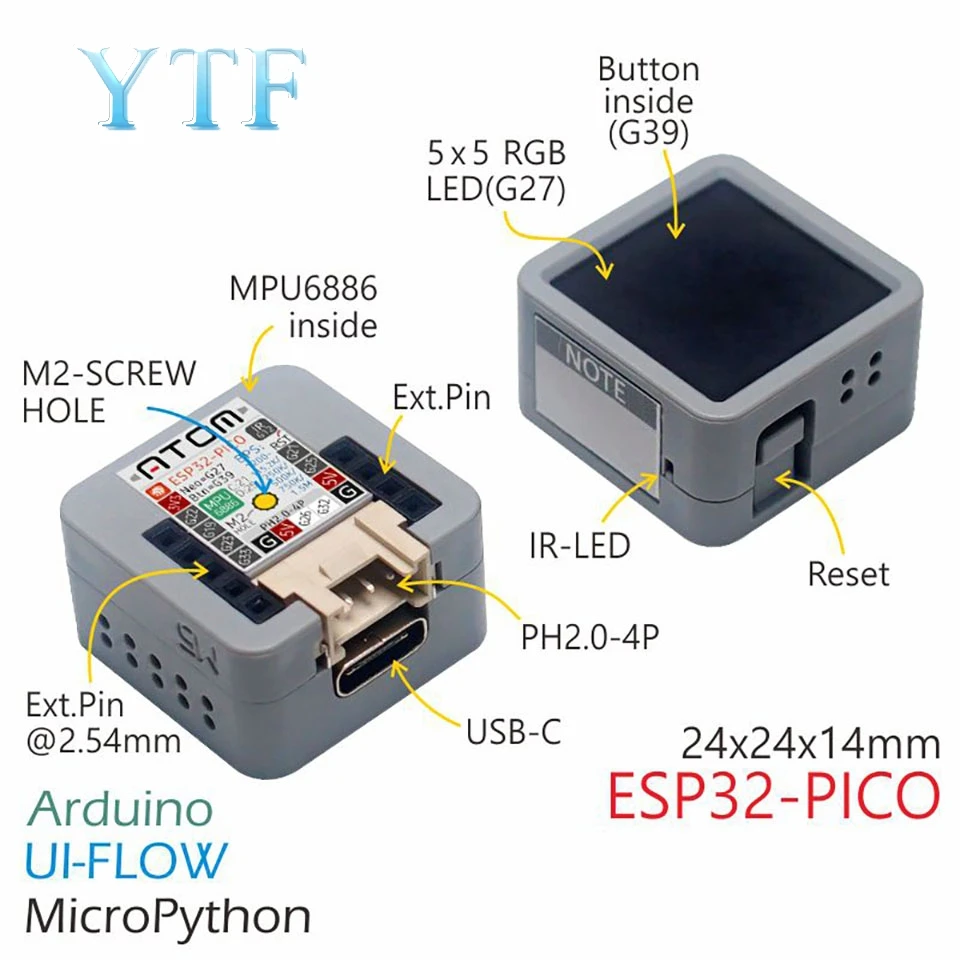 M5Stack Atom Matrix ESP32 встроенный макетный набор MPU6886 для Arduino | Компьютеры и офис