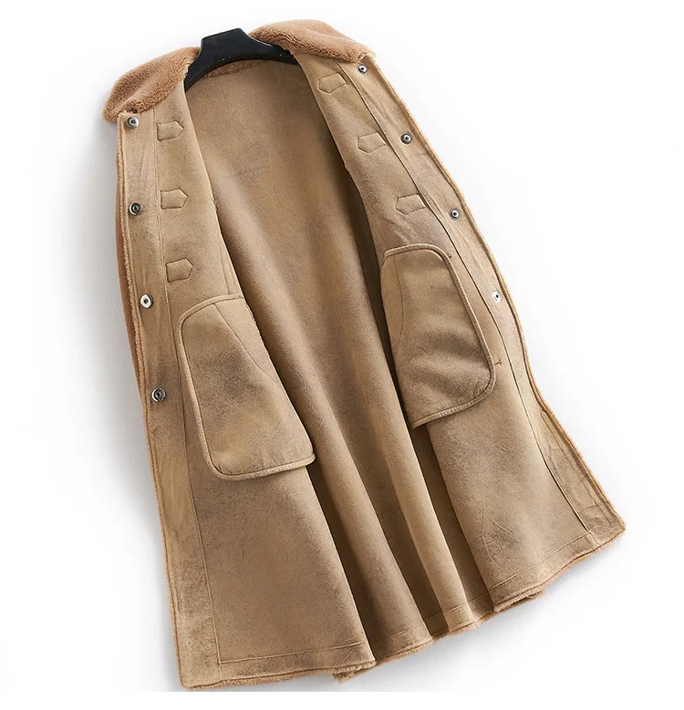 Женское шерстяное пальто из овечьей шерсти зимнее длинное в Корейском стиле veste