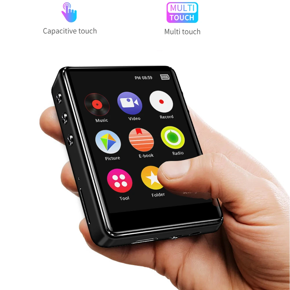 

Original Metal Support Bluetooth 5.0 MP3 Player HiFi Music Player Built-in Speaker With E-book Recording /FM Radio/Video