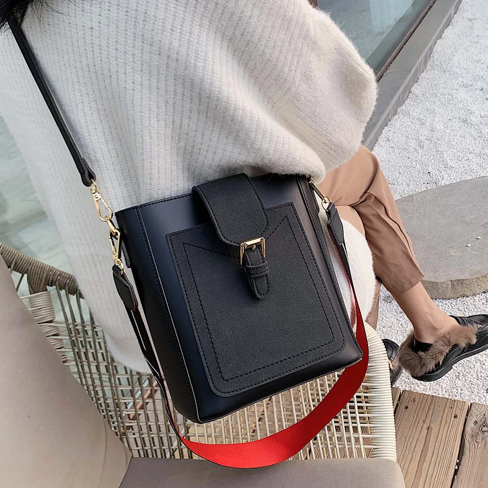 Модная брендовая сумка ведро женская кожаная мессенджер дизайнерская через