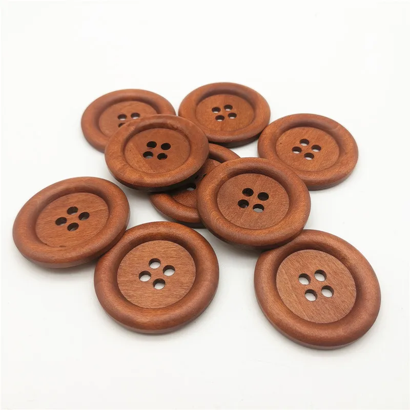 

20pcs 40mm Large Wooden 4 Holes Round Brown Buttons Sewing Accessories Embellishments Crafts Scrapbooking