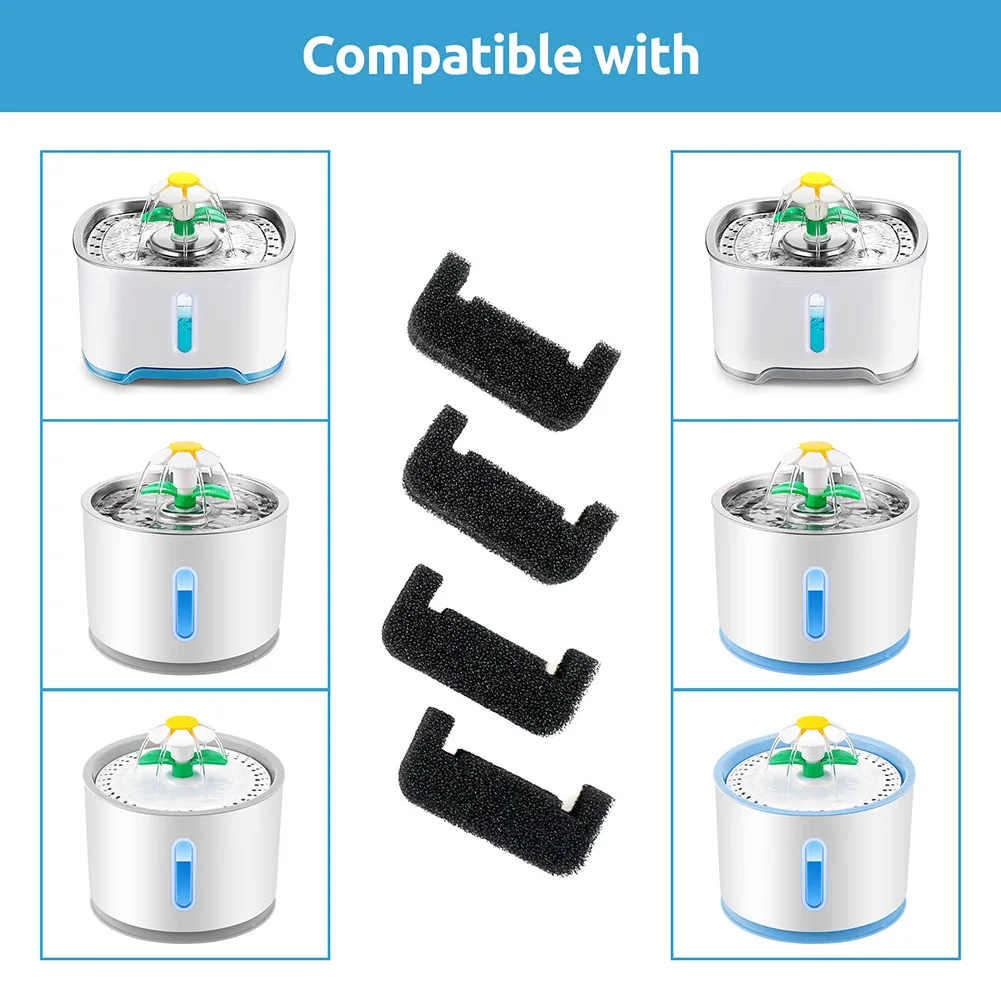 

4 PCS Cat Water Fountain Filter Activated Carbon Replacement Filters For Pet Cat Dog Water Dispenser Accessories