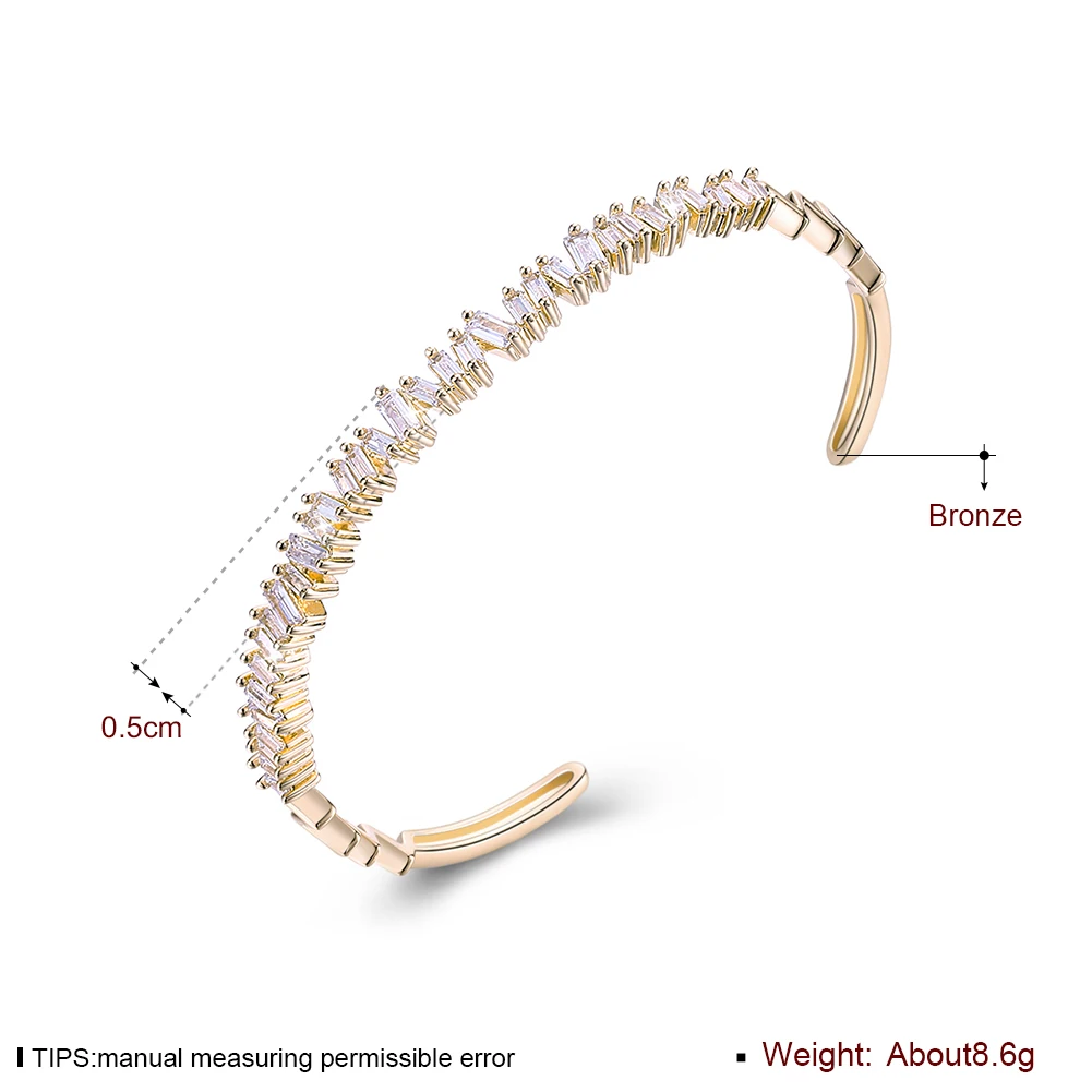

Fashion Charm Open Bangle Cuff Bracelet Champagne Gold Plated with Dazzling ZIrconia Simple Style for Women Gift Jewelry KZCZ074