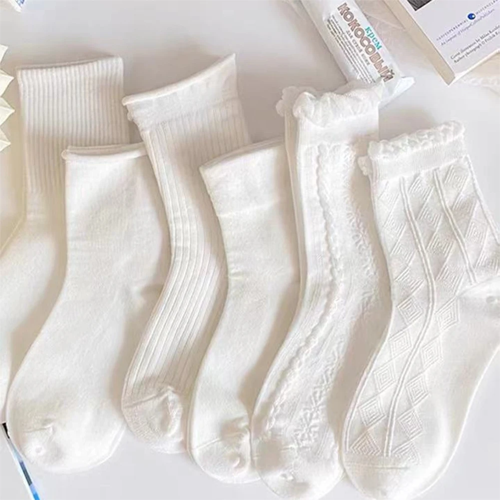 

Female White Socks Cute Japanese Jk Style Lolita Lace Women's Sock Ins Tide Summer Mid Tube Stringy Selvedge Spring Thin Socks