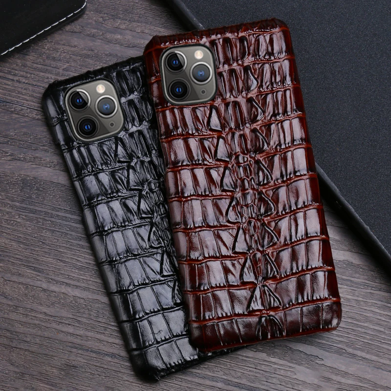 Чехол для телефона из натуральной кожи iPhone 11 Pro чехол с текстурой крокодиловый