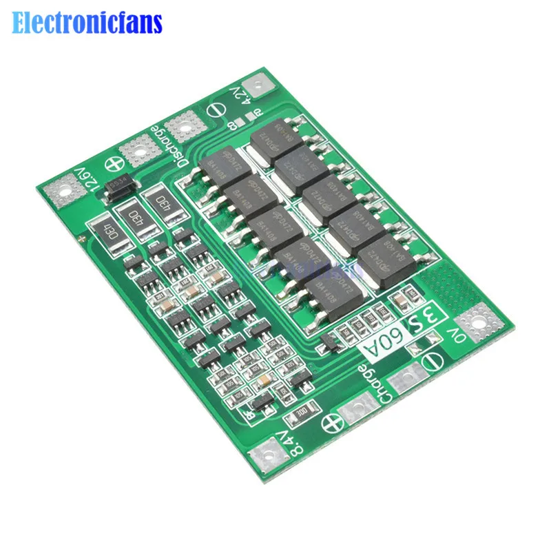 Защитная плата BMS для зарядного устройства литиевой батареи 3S 60A 18650 двигателя