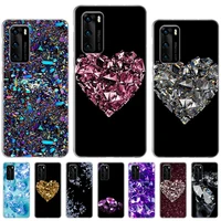 luxury diamond love soft tpu bumper case for huawei honor 10 lite 8x 9x 20s 30s 50 pro mate 20 30 40 pro protect phone cover