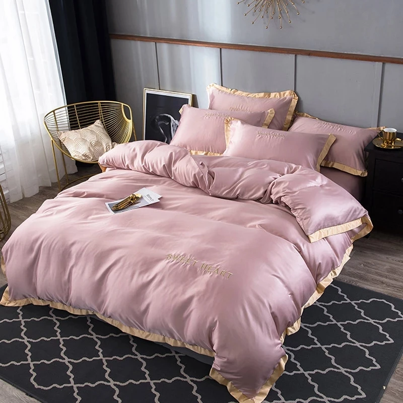 

4pcs Luxury Duvet Cover Sets Bedding Set Flat Bed Sheet Brief King Comfortable Quilt Covers Single Queen Size Bedclothes Linens