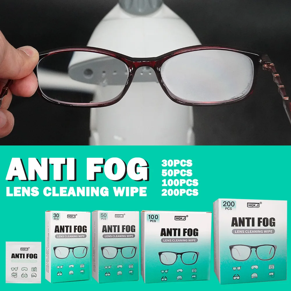 

50pcs HGKJ Anti-Fog Wipes Glasses Pre-moistened Antifog Lens Cloth Defogger Eyeglass Wipe Prevent Fogging for Glasses