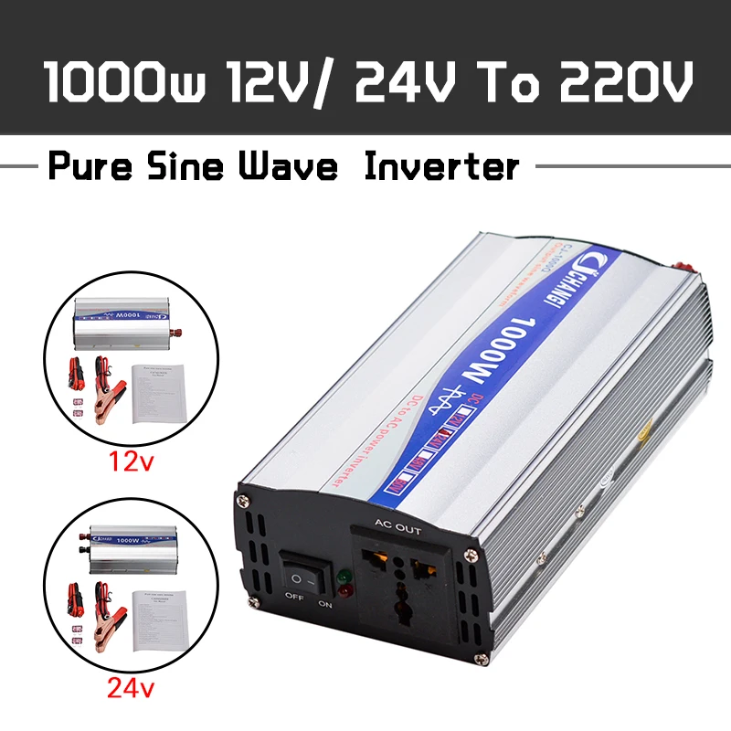 

1 комплект светодиодный Дисплей 1000W инвертор с чистым синусом Мощность инвертор 12V/ 24V до 220V преобразователь Питание инвертор