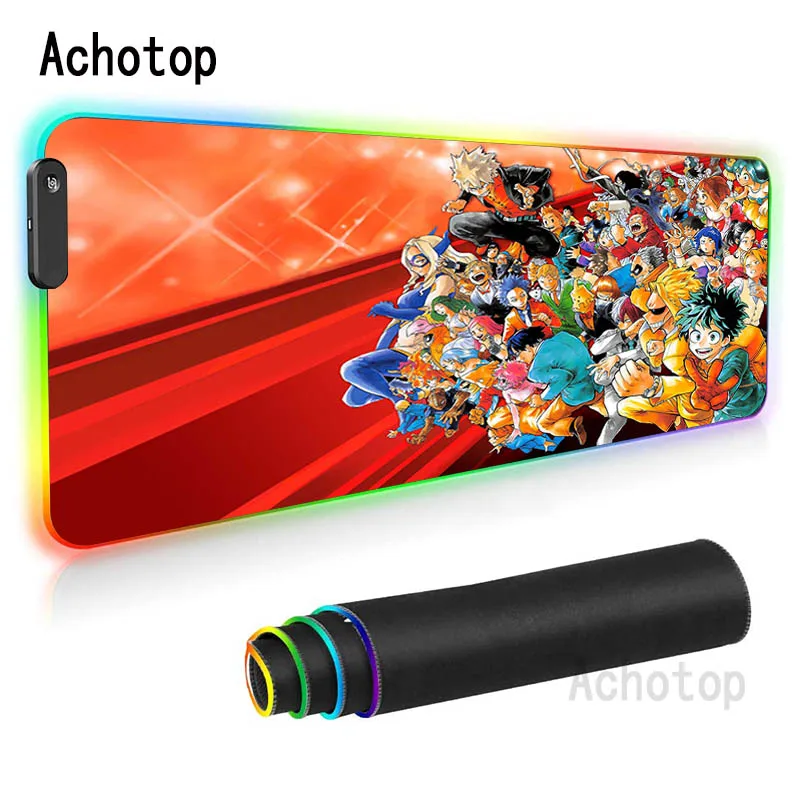 

My Hero Academia Mouse Pad Rog Deco Gaming Slipmat Rgb Led Setup Gamer Decoration Cool Gloway Mouse Mat Pc with Cable Rug