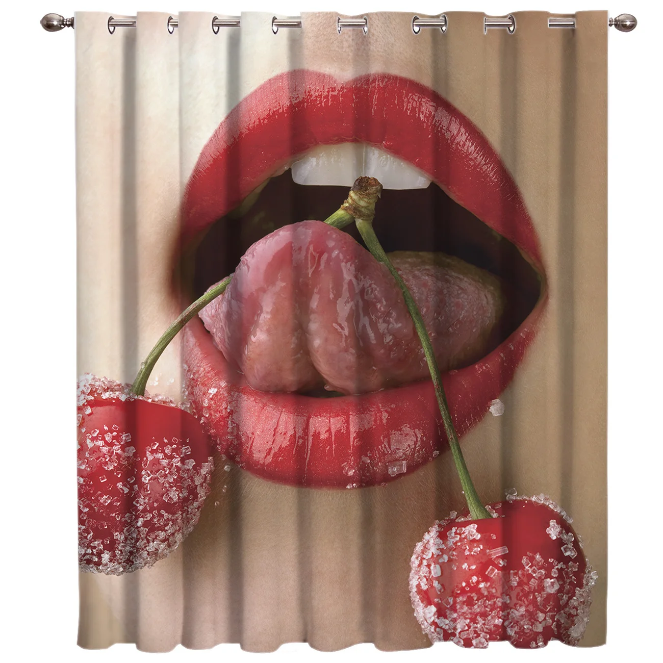 Сексуальная Красная вишневая занавеска для окон с изображением губ занавески