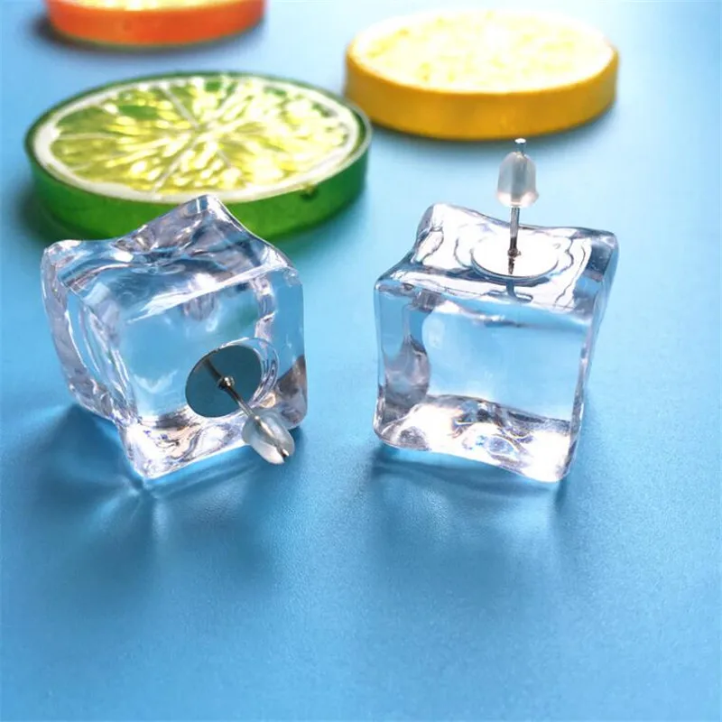 1 пара Сделай своими руками Забавные милые 3D прозрачный лед кубические серьги