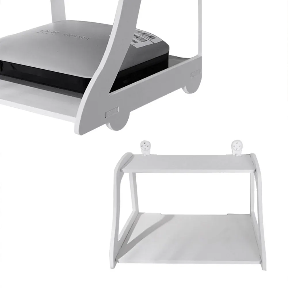 Двухуровневая полая полка для хранения роутера настенная ТВ телеприставки без