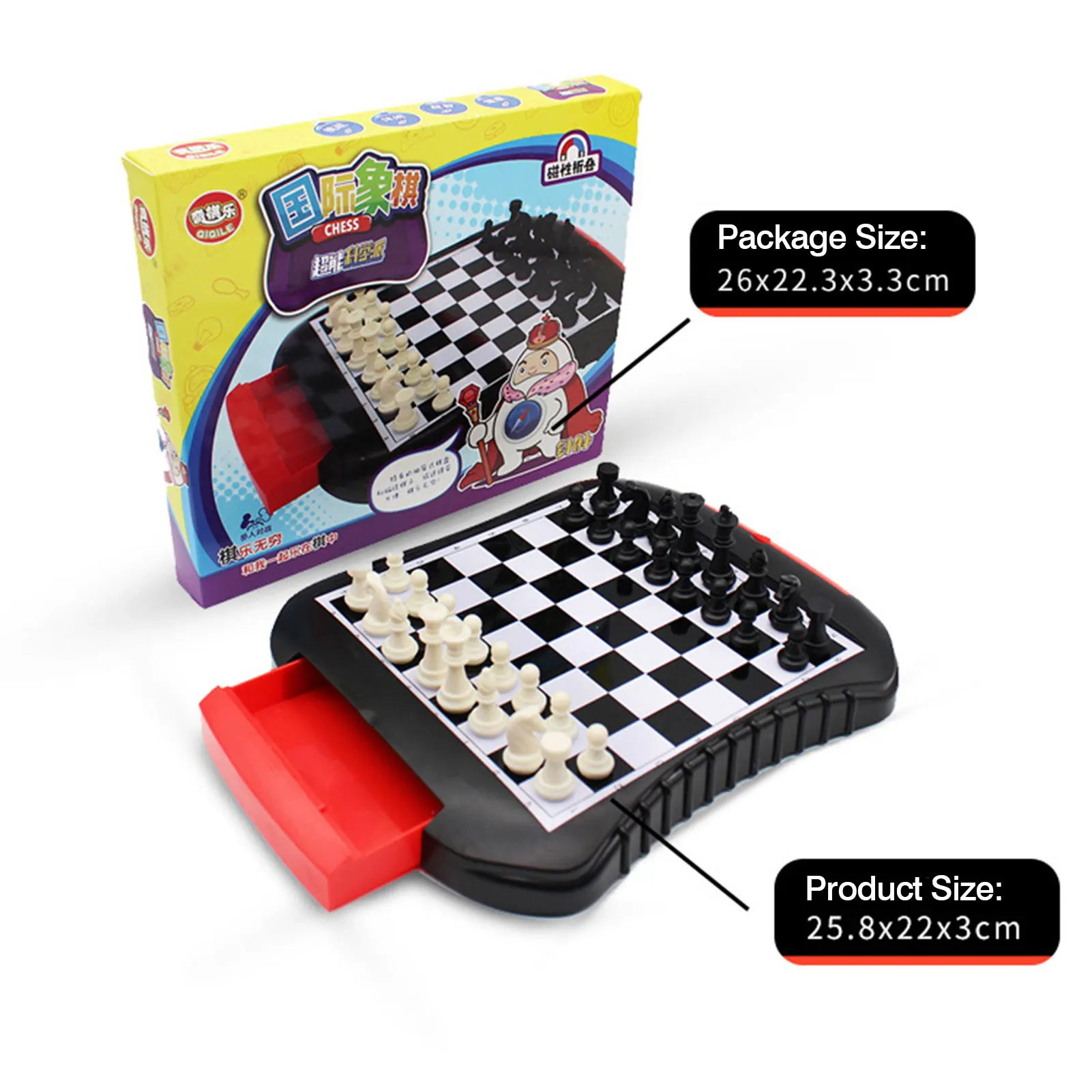 

Portable Magnetic Chess Set With Draw-type Chess Board Puzzle Toy Gift For Family Game Kids Children Fun