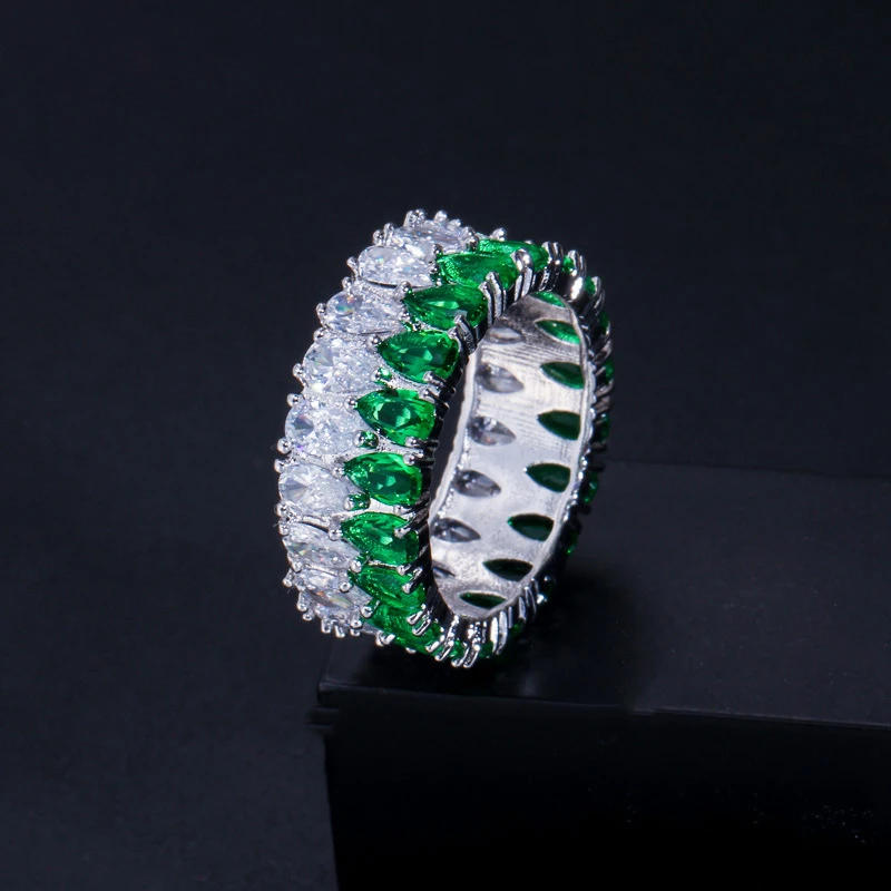 Солнечный синий белый зеленый циркон ювелирные изделия посеребренное кольцо