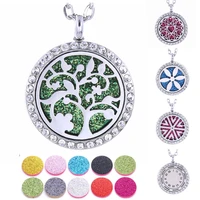 new tree of life aromatherapy necklace stainless steel open locket essential oils diffuser pendant necklace with 10 pcs pads