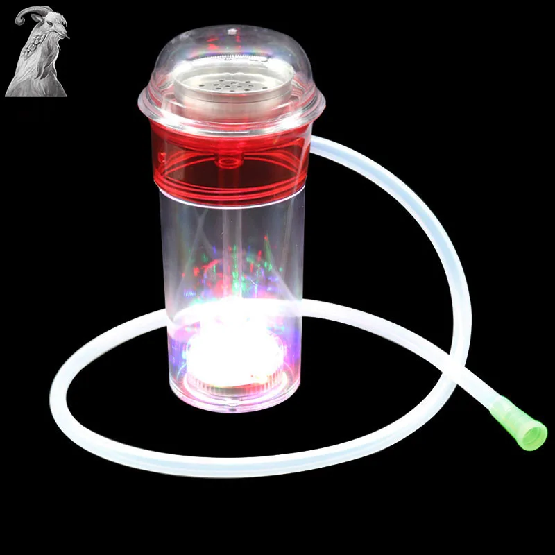 SY New Plastic Bottle Hookah Portable Detachable Hookah With LED Light Silicone Hose Nargile Chicha Smoking Accessories 5 Colors