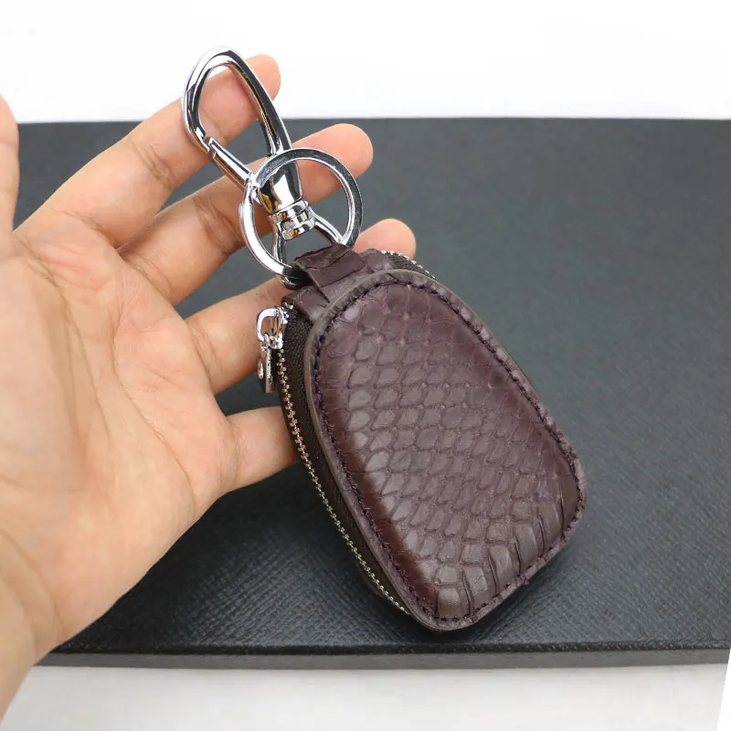 burgundy Подгонянный Чехол-бумажник из натуральной змеиной кожи для ключей автомобиля, мужской роскошный автомобильный брелок для ключей, унисекс, держатель для ключей для автомобиля - Цвет: burgundy