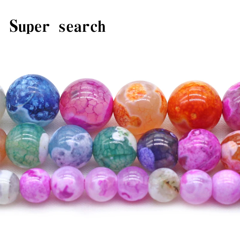 

Natural Stone Colorful Fire Agates Round Spacer Wholesale Loose Beads For Jewelry Making 6/8/10mm DIY Bracelets Necklaces 15inch