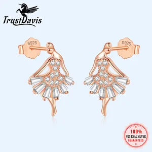 Женские серьги-гвоздики Trusta, серьги серебристого цвета; Бижутерия из стерлингового серебра 925 пробы, подарок на свадьбу для девочек-подростков DS1279