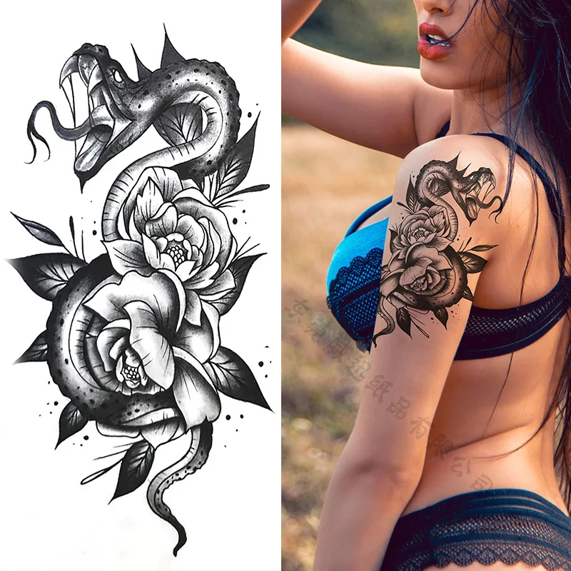 

Long lasting waterproof tattoo stickers female sexy art flower, snake, wolf, tattoo decoration temporary tattoo sticker tattos