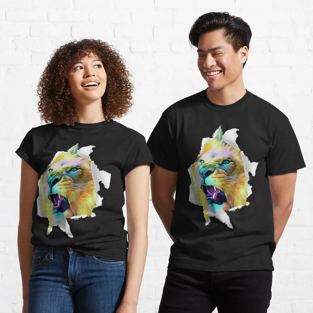 

Tops T Shirt Women Lion colorful Classic T-Shirt