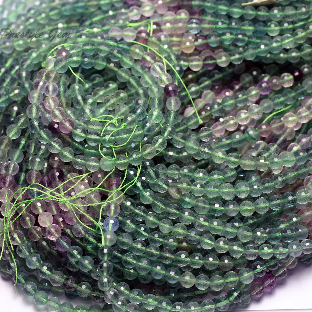 Meihan Оптовая Продажа Натуральные 6 мм Цветные граненые круглые бусины из флюорита