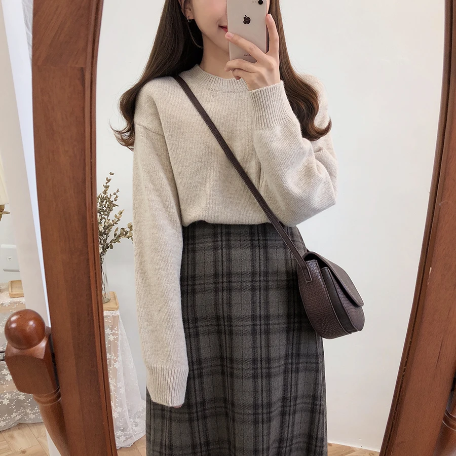 Клетчатая Женская юбка длинная винтажная школьная с завышенной талией для