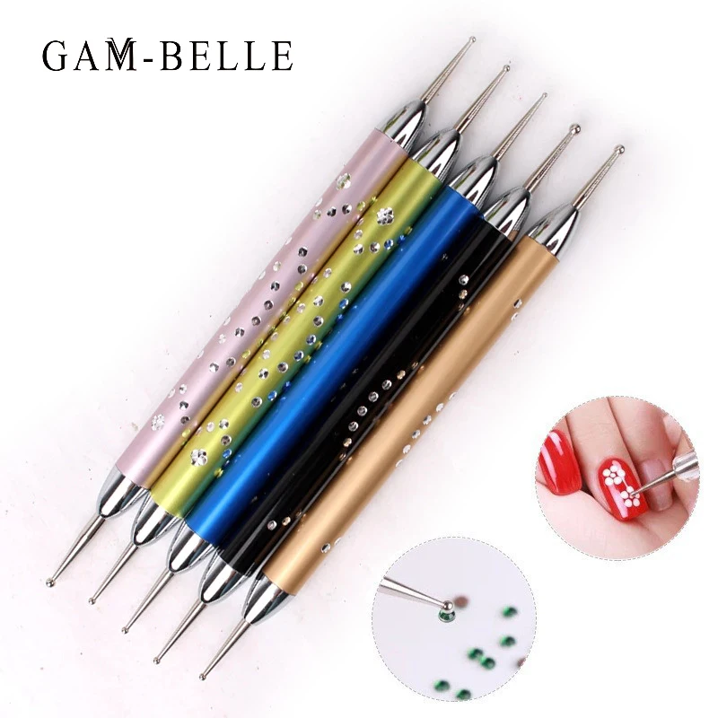 GAM-BELLE 5 Pcs/Set 2 Way Uv Gel Nail Art Dotting Pen Rhinestone Diamond Painting Tool Salon Design Manicure Kit | Красота и здоровье
