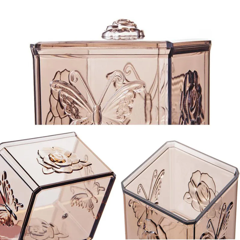 Прозрачный органайзер для макияжа коробка хранения косметики ватный тампон