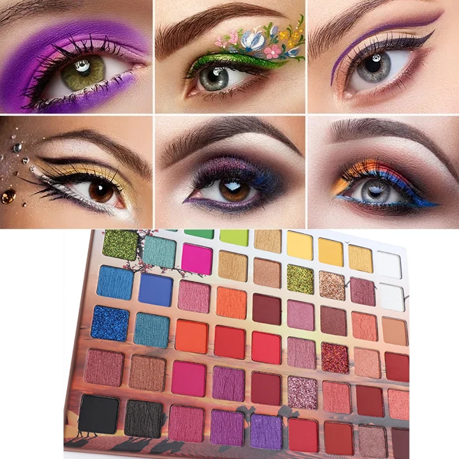 54 Цвета матовая палитра теней для век Водонепроницаемая легкая в цвете