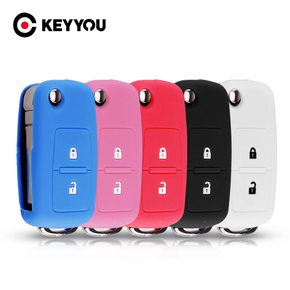 

KEYYOU For 2/3BTN VW Golf Bora Jetta POLO GOLF Passat For Skoda Octavia A5 Fabia For SEAT Ibiza Leon Silicone Car Key Case Cover