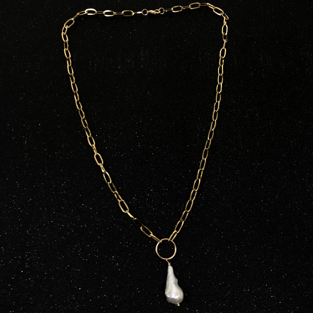 Простая прочная цепочка золотого цвета натуральный пресноводный барочный