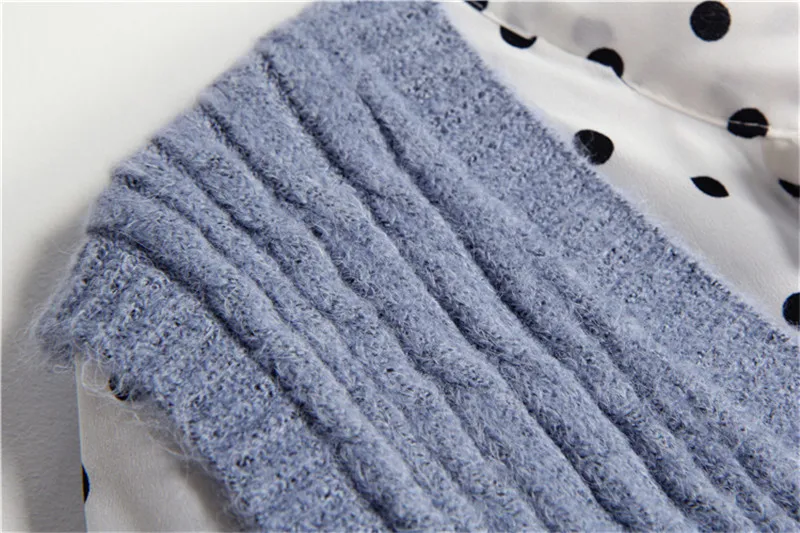 Women Autumn Suit Fashion Sunny Knit Vest and Dress Set Sleeveless Sweater Polka Two Piece Sets Fall Vintage 2 |