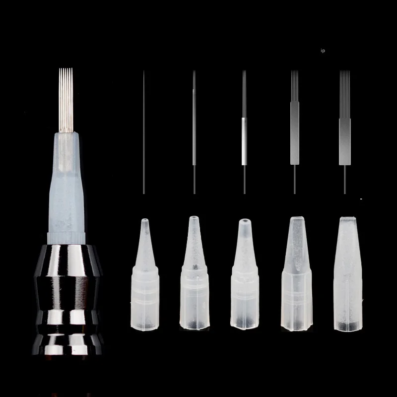 100 шт 1RL/3RL/5RL/5F/7F стерилизованное одноразовое перманентное Макияж иглы татуировки и колпачки для бровей комплекты косметики для татуажа 0,35X50 мм