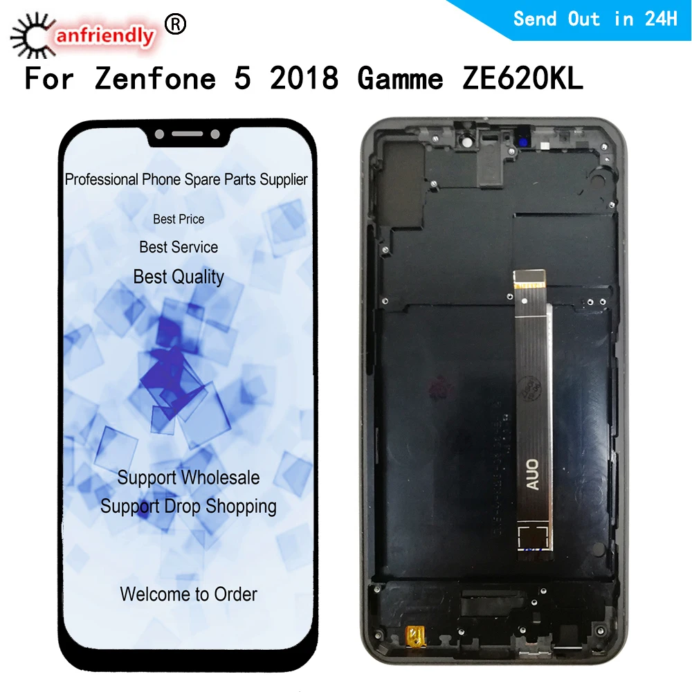

No Dead Pixel 6.2" LCD For Asus Zenfone 5 2018 Gamme ZE620KL LCD display Touch panel glass Screen Digitizer with frame assembly